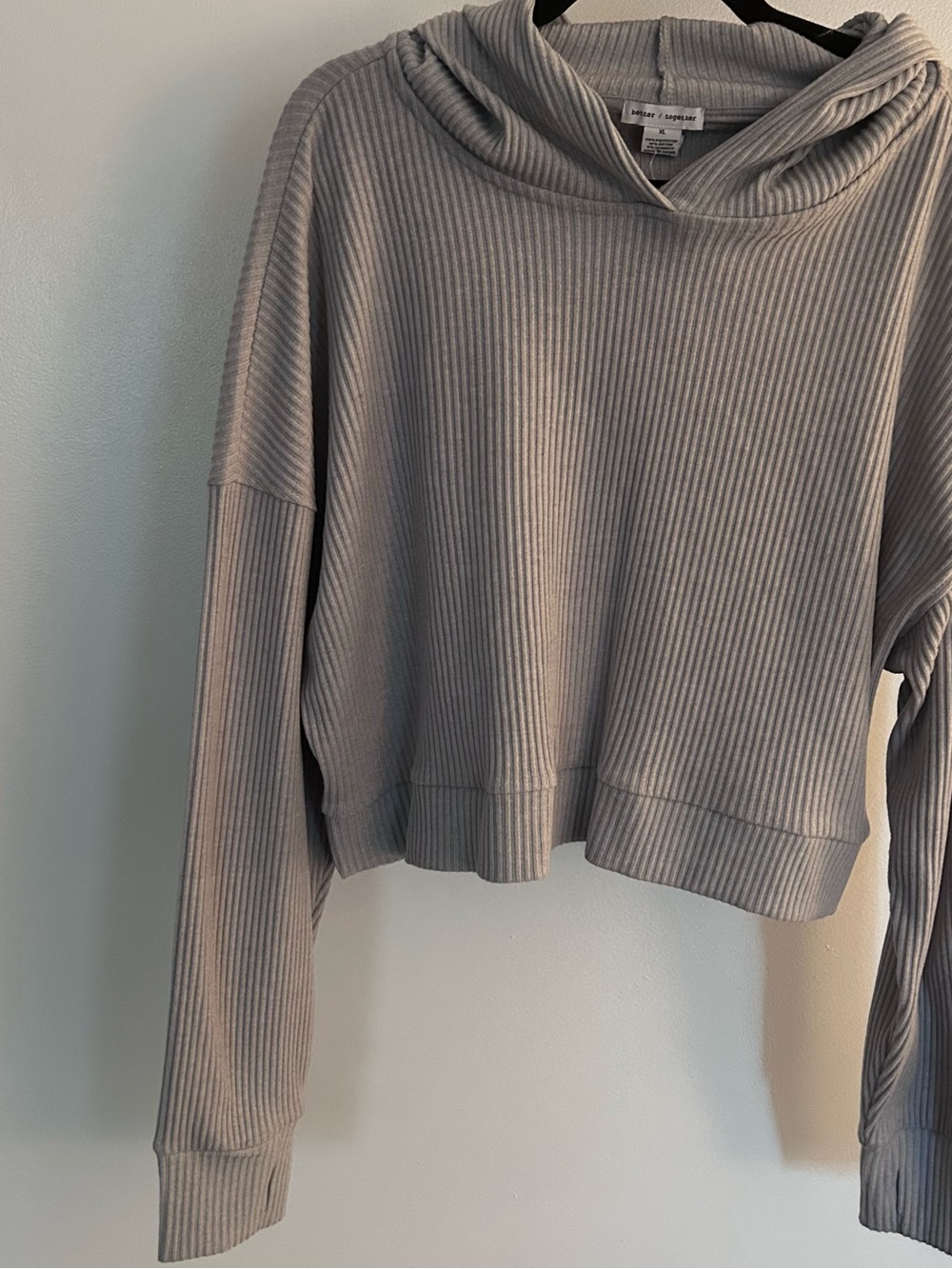 Ribbed Hoodie Sweater - Gray